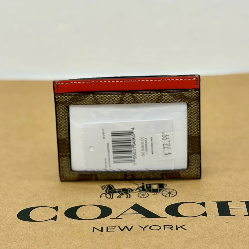 Coach Signature Card Holder Small Wallet Tangerine